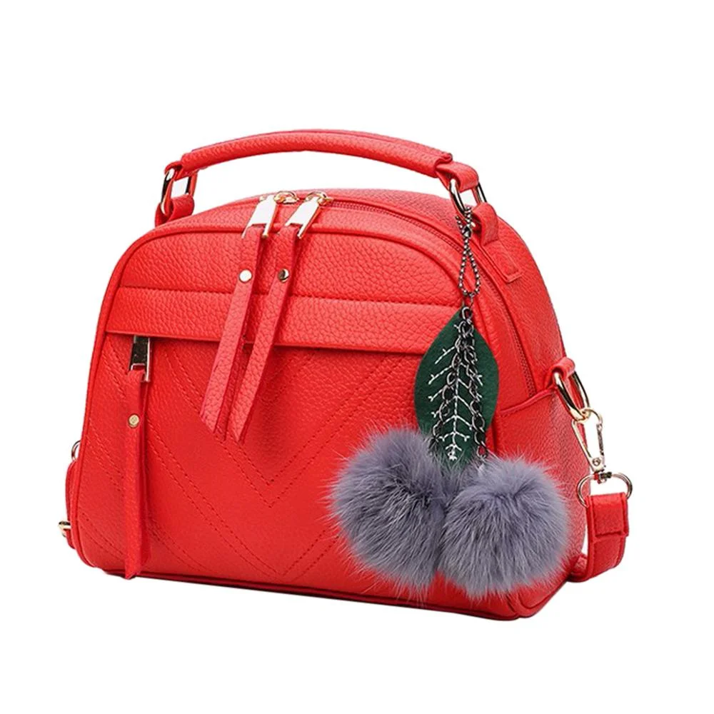 PU Leather Handbag For Women Girl Fashion Messenger Bags With Ball Toy Bolsa Female Shoulder Bags Ladies Party Handbags