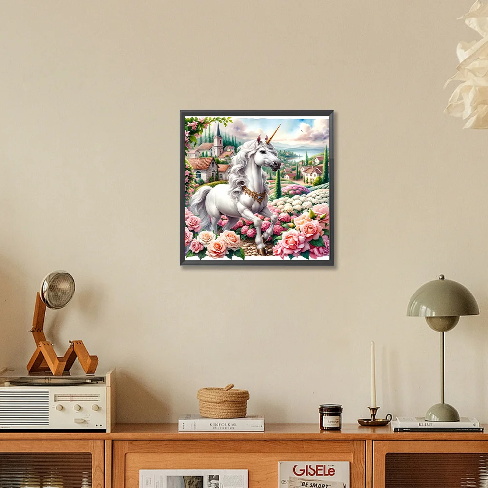 Full Round Diamond Painting 30*30cm - Garden Unicorn