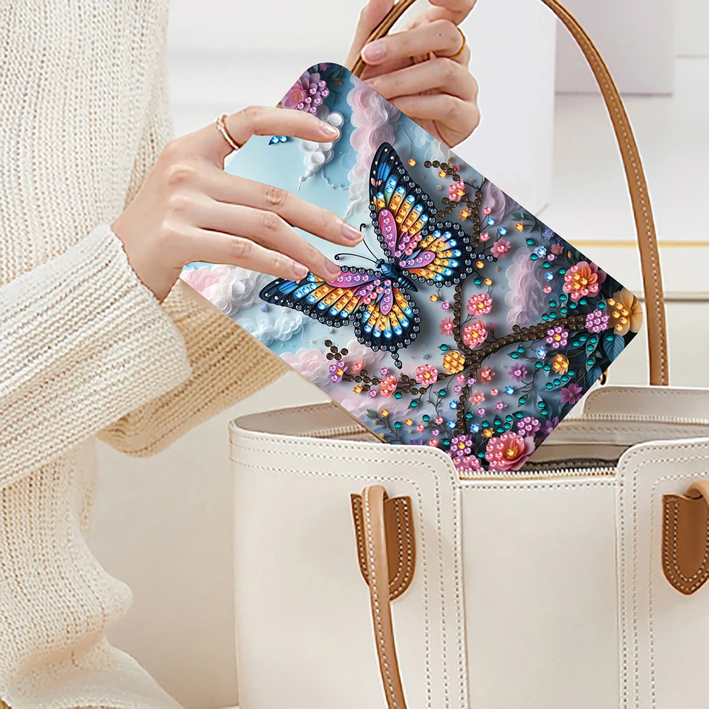 DIY Diamond Art Shiny Crystal Mirror Lightweight Standing Mirror (Butterfly)