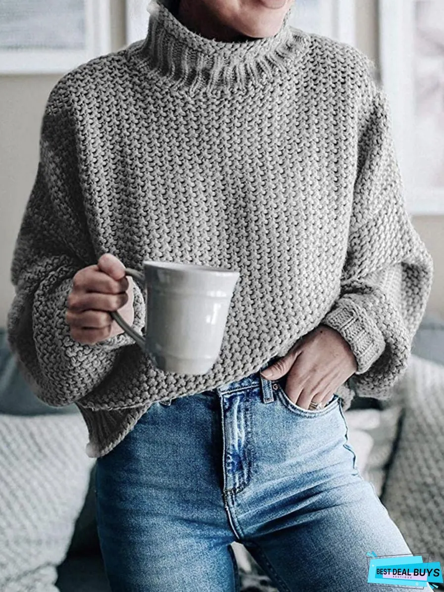Turtleneck Dropped Shoulder Sweater