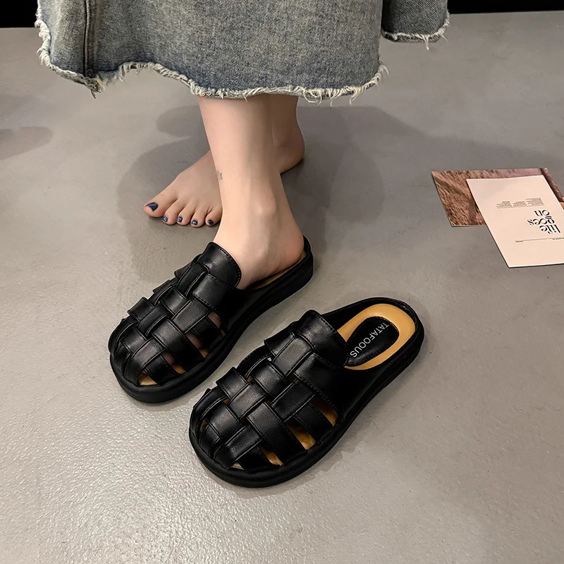 Yyvonne Soft French Gentle Breathable Sandals Women In Summer Wearing Thick Bottom Beach Bag Head Slippers