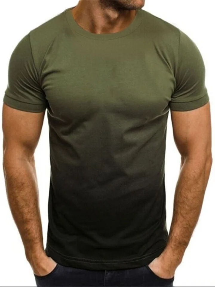 Summer Men's Casual Sports T-shirt Fashion Gradient Color Round Neck Short-sleeved Men's Sweatshirt S,M,L,XL,XXL,XXXL