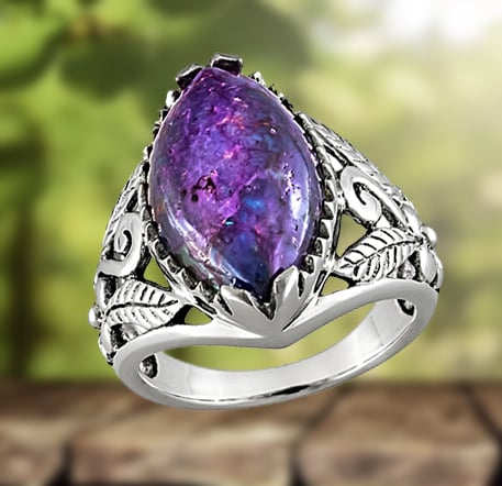 925 Purple DiamondShaped Gemstone Ring