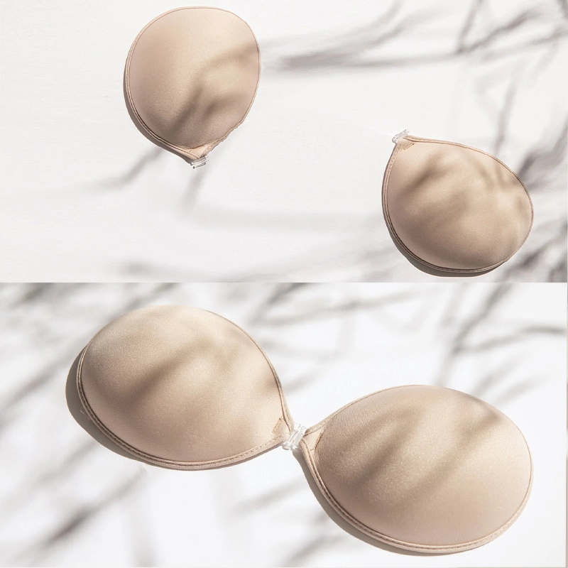 Adhesive invisible gathering bras