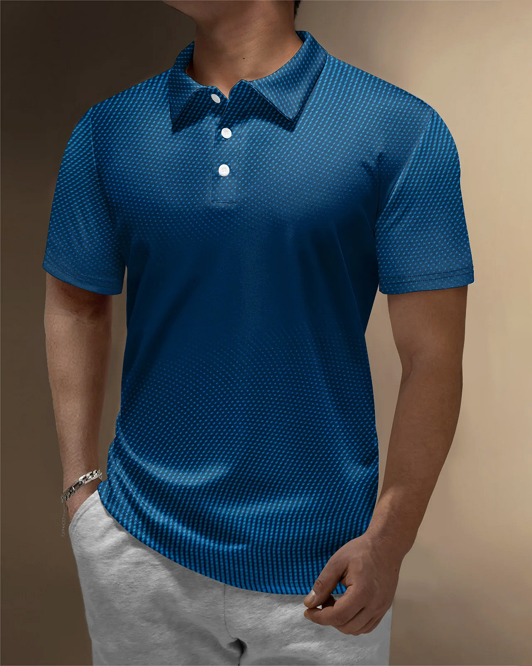 Men's Casual Solid Color Short Sleeve Polo Shirt 015