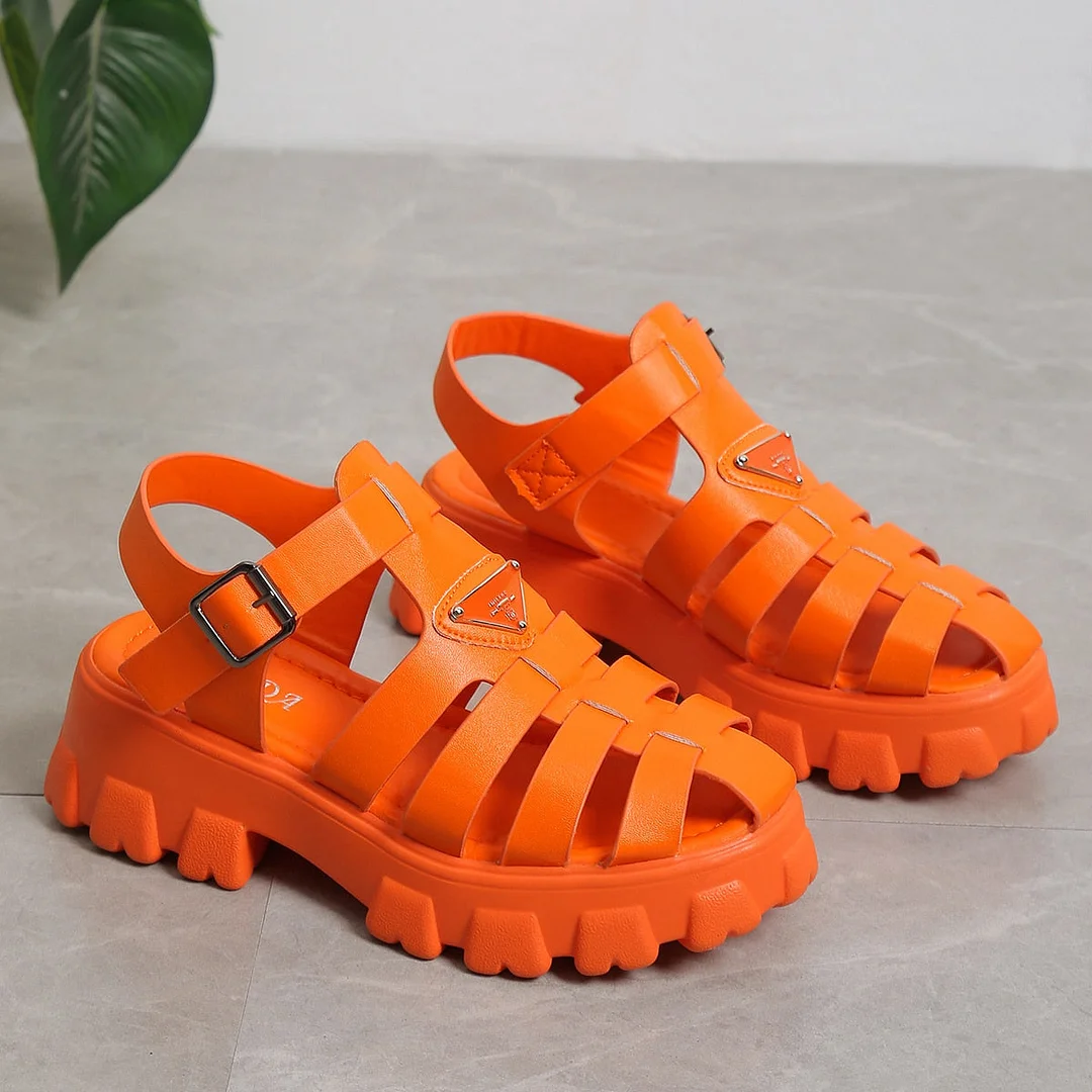 Back To School Summer Fashion Gladiator Women Narrow Band Cross-Tied Platform Square Heel Peep Toe Rome Design Sexy Mature Shoes Ladies Female