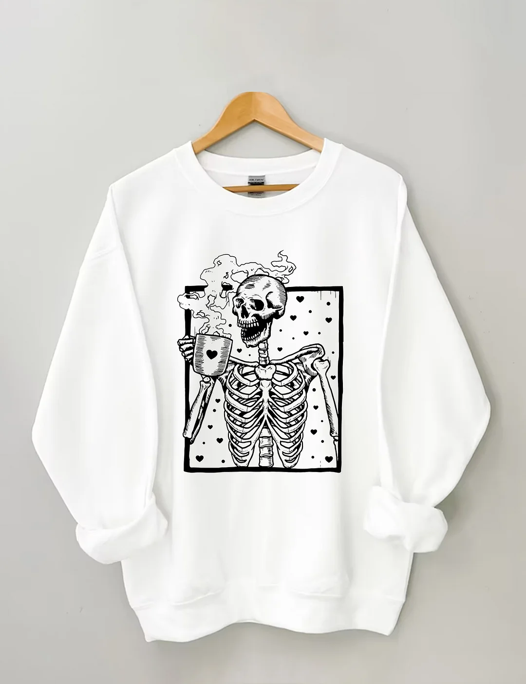 Skeleton Drinking Coffee Sweatshirt