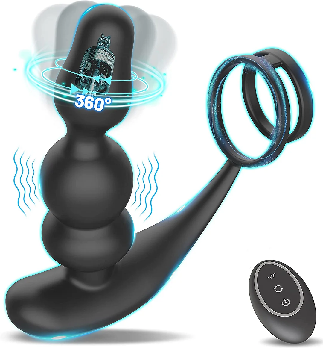 Noah-360° Rotating Dual Peins Ring Anal Vibrator