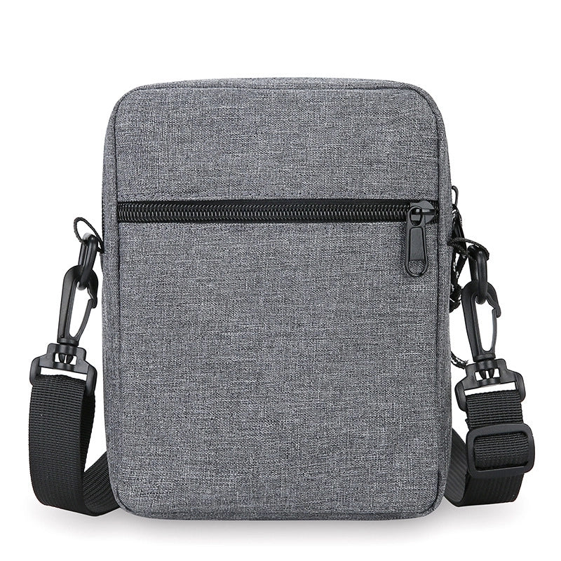 Men's Solid Color Oxford Cloth Zipper Crossbody Bag