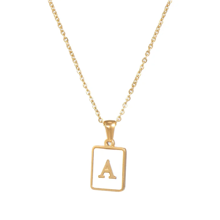 18K Gold Letter Pendant Titanium Steel Shell Letter Necklace