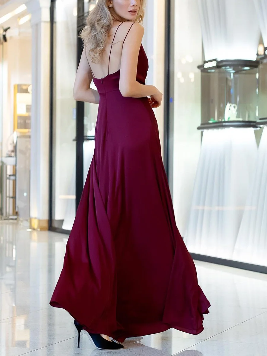 Solid color backless maxi dress