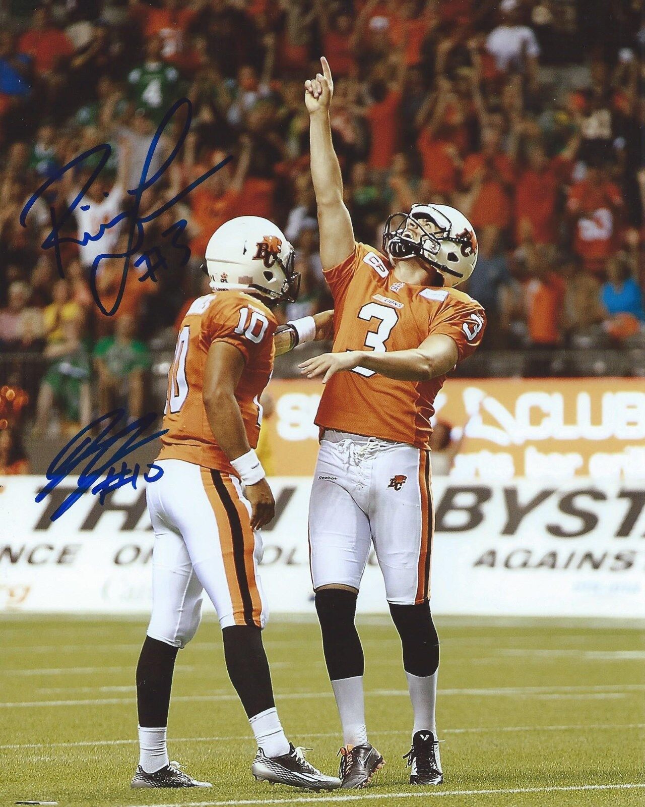 Richie Leone & Jonathan Jennings Dual Signed 8×10 Photo Poster painting BC Lions Autographed COA