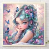 (40*40cm)Butterfly Girl - Round Partial AB Drill Diamond Painting
