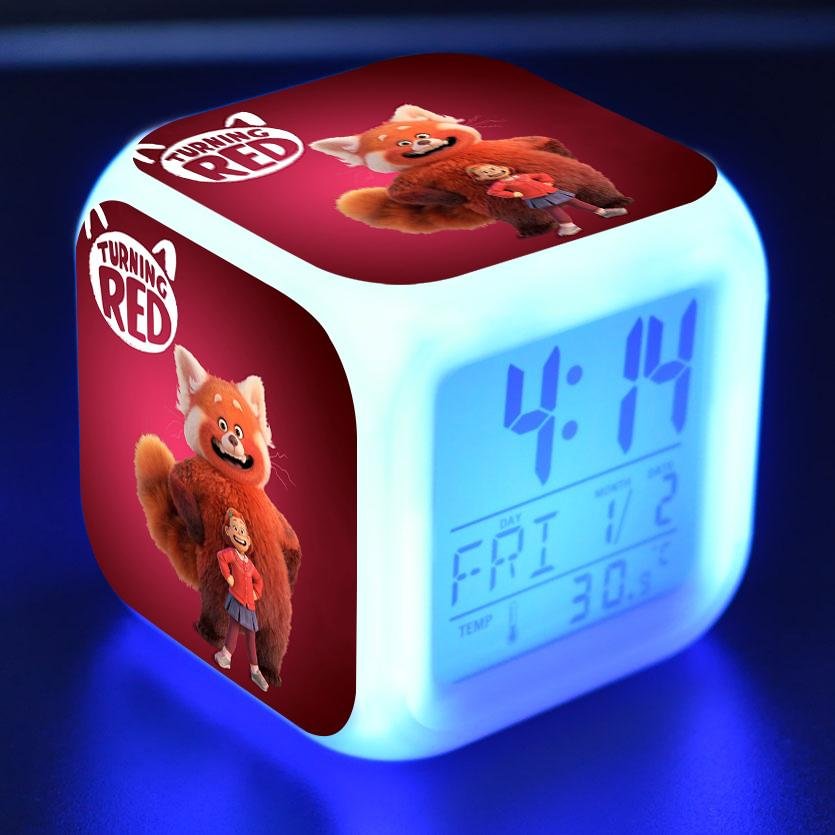 Turning Red Alarm Clock 7 Color Changing Night Light Touch Control Digital Clock for Kids