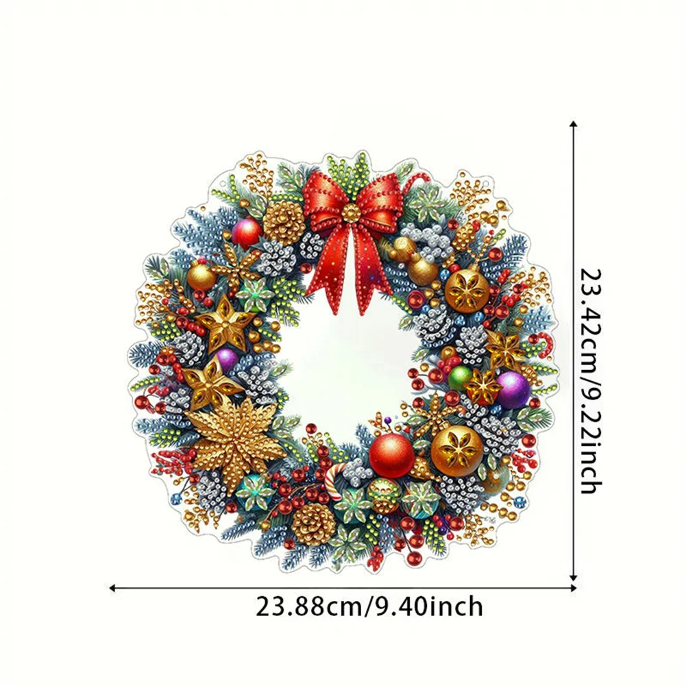DIY Christmas Wreath Acrylic Special Shape Diamond Painting Hanging Pendant for Wall Window