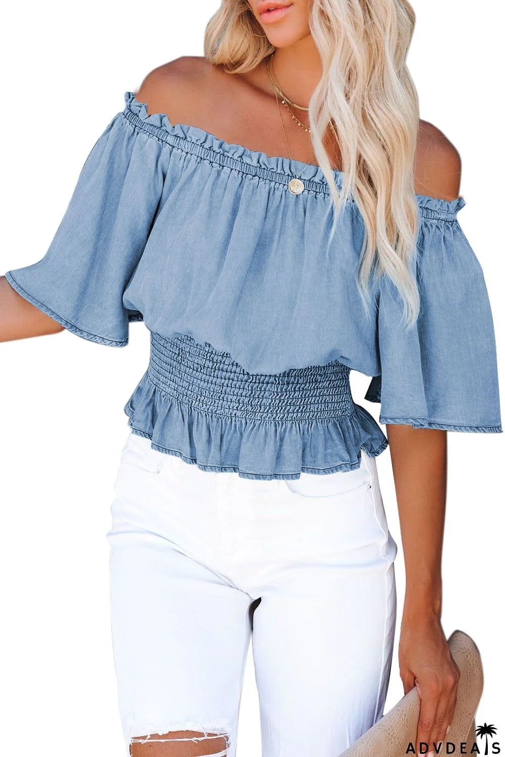 Smocked Waist Off The Shoulder Top