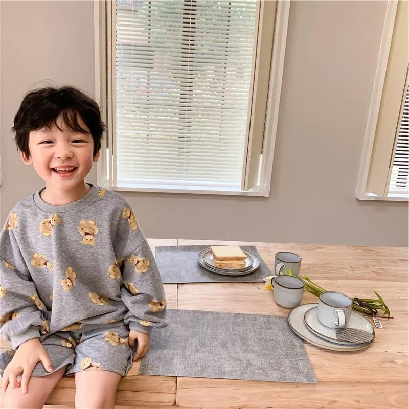 Two Pieces Bear 100% Cotton Spring Autumn Girls Boys Clothing Suits&nbsp;Sweatshirts +Shorts Pullover Kids Outwear Pant High Quality