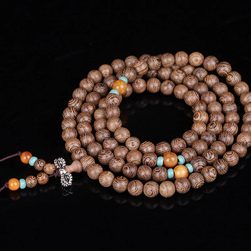 108 Beads Natural Wenge Wood Rosewood Healing Bracelet Necklace Mala