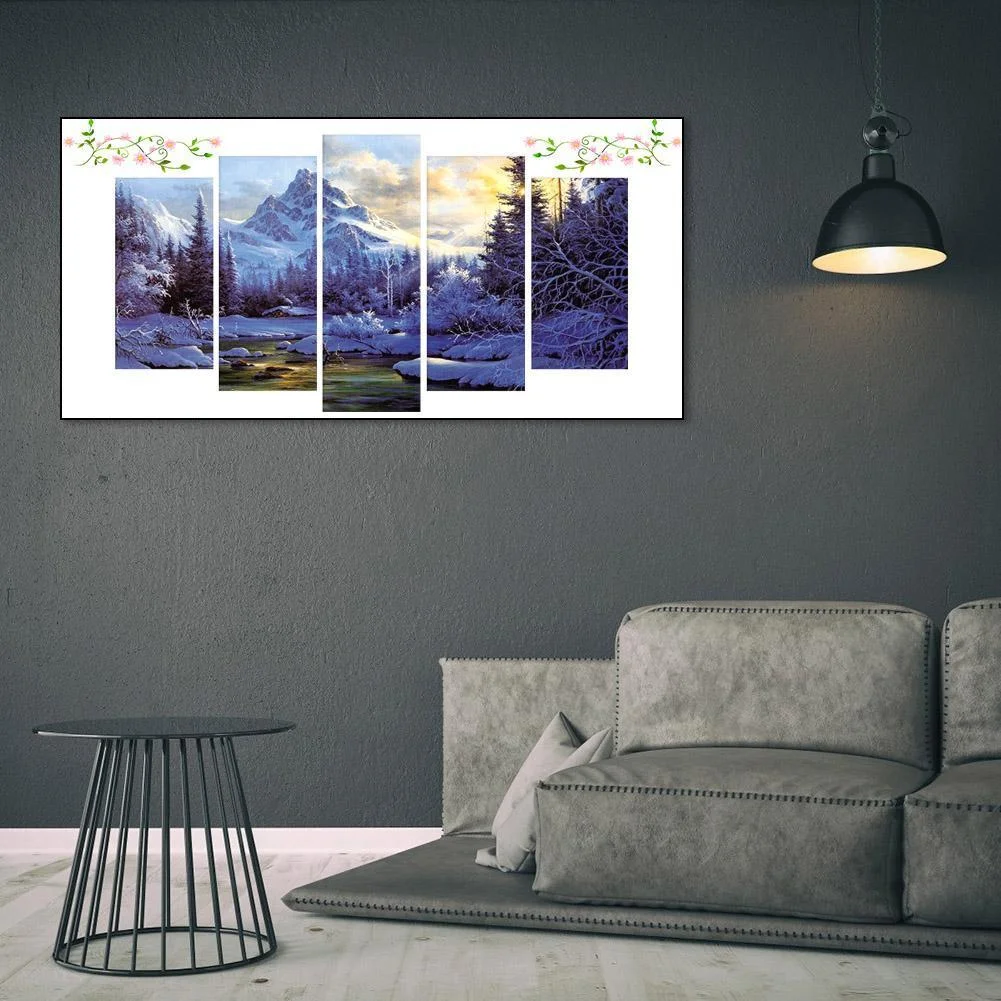 Diamond Painting - Full Round Drill - 5pcs Snow Mountain(95*45cm)