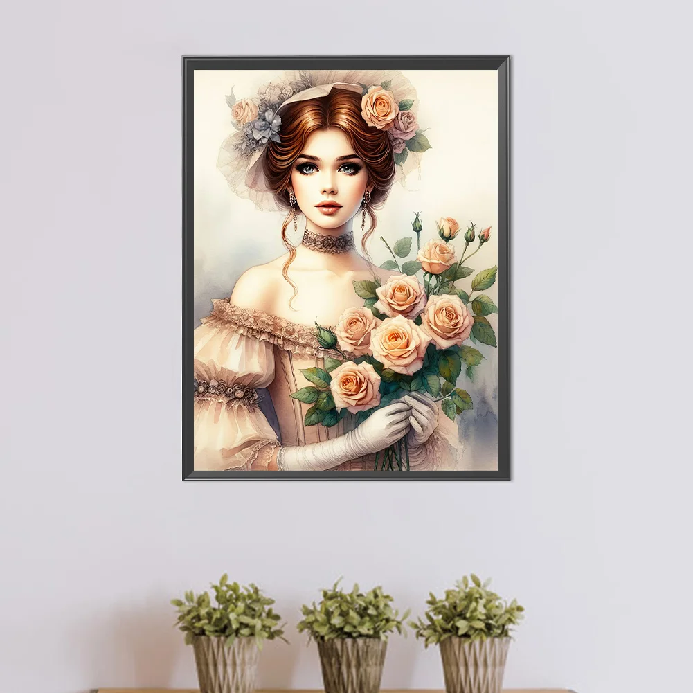 Full Round Diamond Painting 40*50cm - Lady Of Flowers