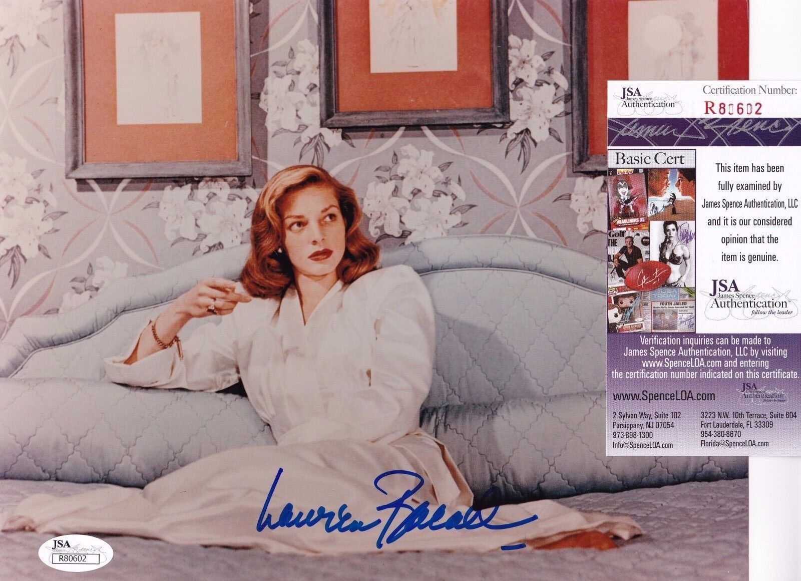 Lauren Bacall Beautiful Actress Signed 8x10 Photo Poster painting JSA Certified