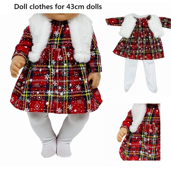 43cm Doll Clothes Doll Accessories Doll Clothing Handmade 3 Pcs Sets White Vest Red Lattice Dress and Leggings Christmas Clothes Outfits Fit for 16-18 Inch Dolls ,Doll Clothes Accessories Doll Clothes Doll Outfit - Shop Trendy Women's Fashion | TeeYours
