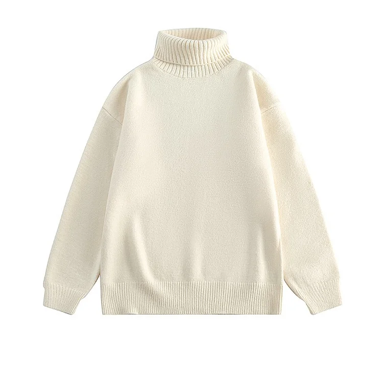 Traceeye American Fashion Brand Solid Color Turn-down Turtleneck Sweaters Men's Autumn Winter Versatile Casual Loose Knitted Pullovers