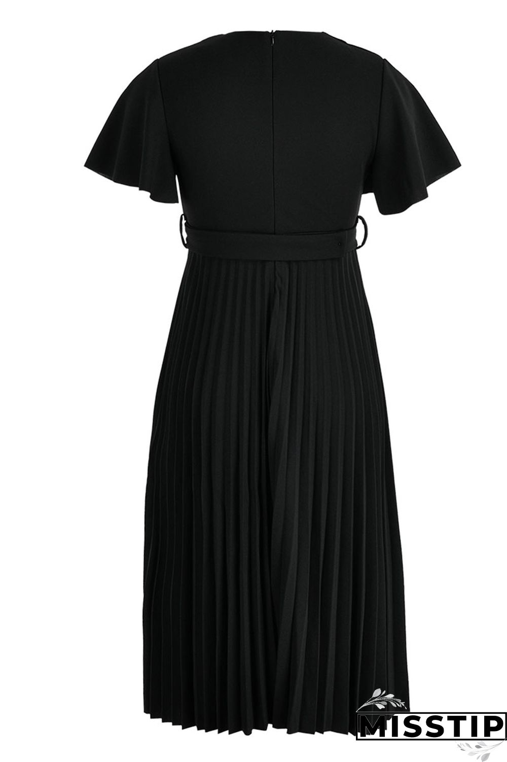 Black Casual Elegant Solid Patchwork Fold O Neck A Line Dresses