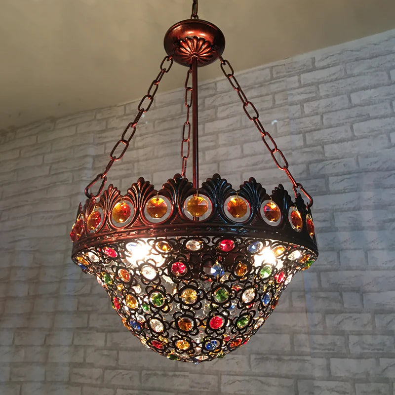 Bohemian Brass Bowl Dining Room Suspension Metal Chandelier Pendant Light