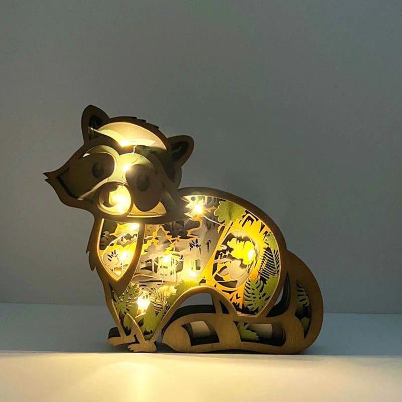 WoodyOrnament Raccoon Carving Handcraft Gift