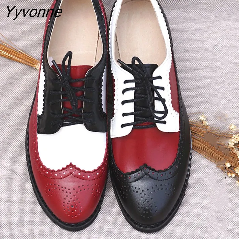 Yyvonne Women's Leather Summer Platform Sneakers Flat Casual Oxford Shoes Loafers Moccasins Spring Vintage for Woman 2023 Trend New