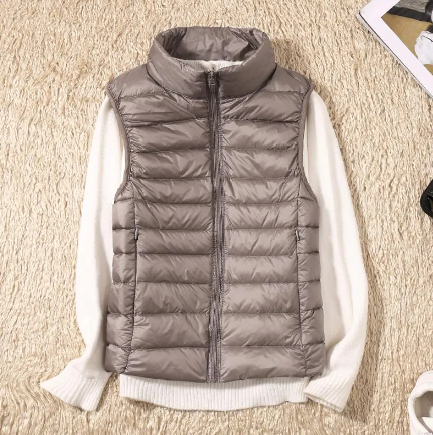 Ultra Light White Duck Down Women Vest short Jacket Autumn winter New Sleeveless Slim Portable Down Vest Coat Female Waistcoat