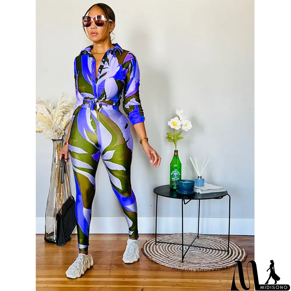 MidiSono - Fashion Ladies Printed Two-Piece Suit
