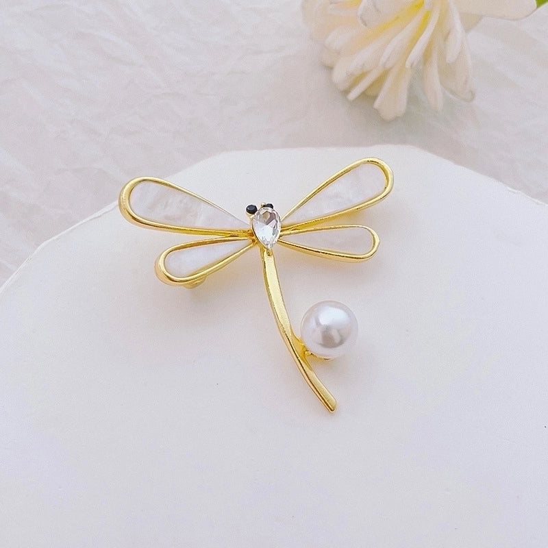 Fashion Pin Flower Alloy Plating Inlay Artificial Gemstones Pearl Women’S Brooches