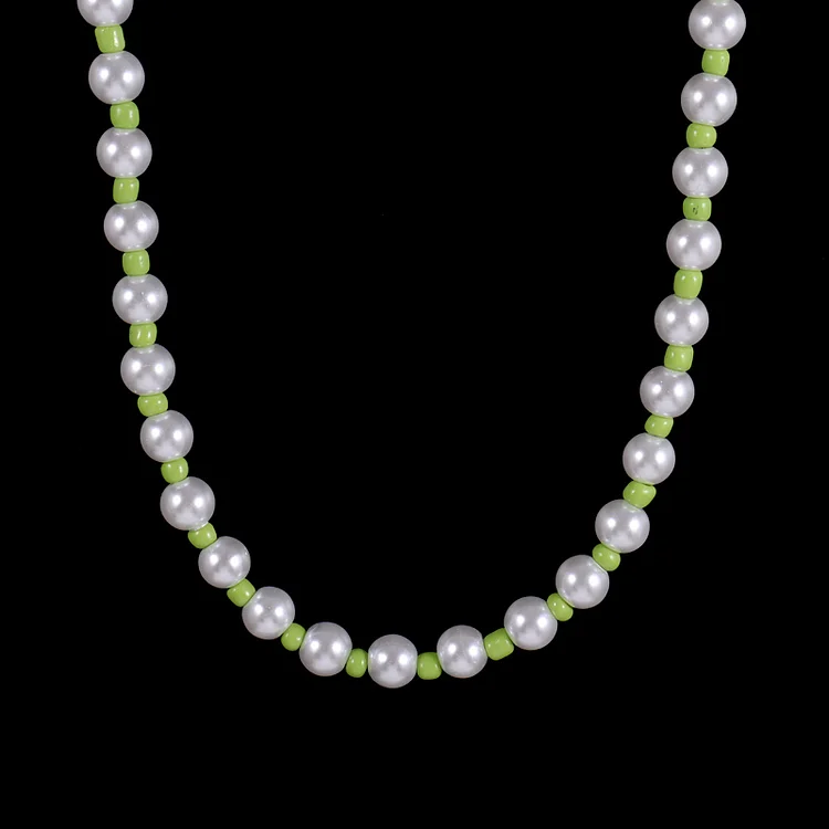 8MM Handmade Vintage Imitation Pearl Chain Men Necklace