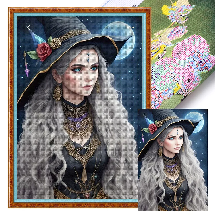 11CT 3 Strands Threads Printed Cross Stitch Kit - Witches - 40*60cm