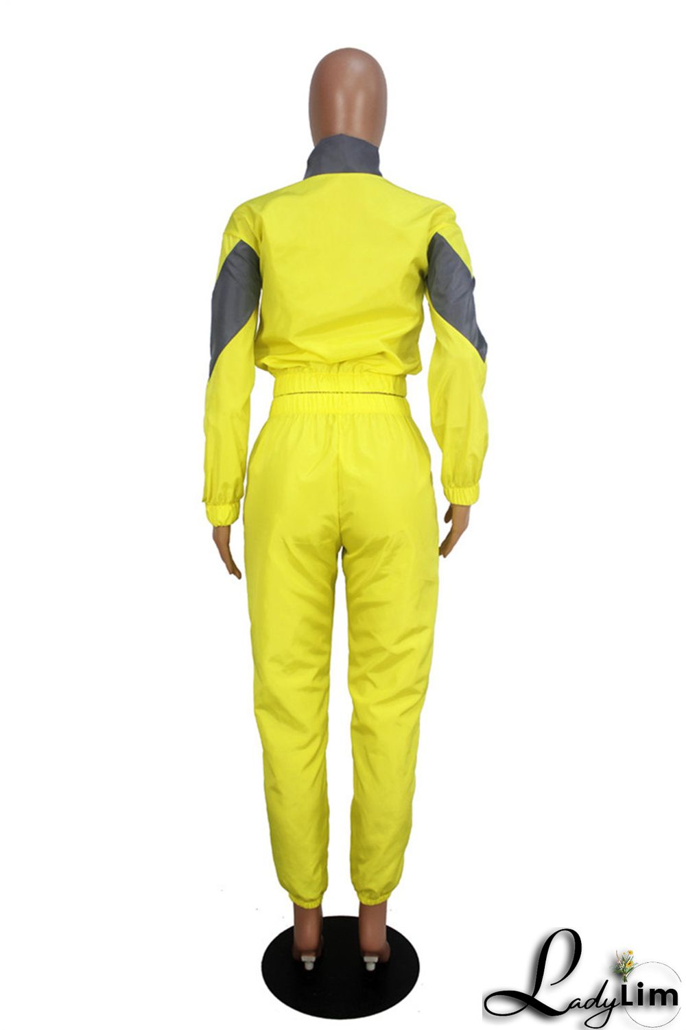 Blue Fashion Casual Patchwork Solid Split Joint Zipper Collar Long Sleeve Two Pieces(Without Pocket)