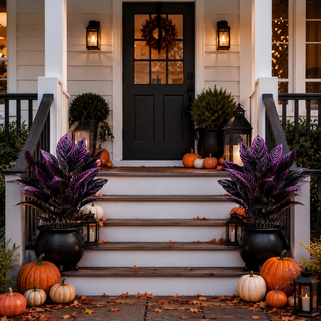 Midnight Violet Artificial Foliage – Halloween Porch & Gothic Decor