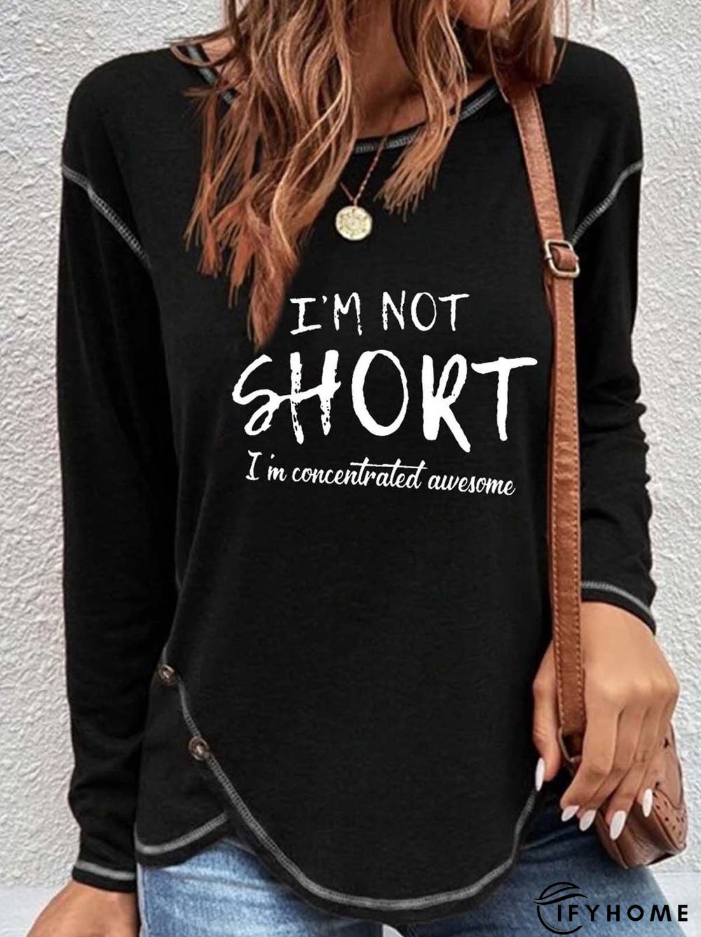 Casual Sentence Loose T-Shirt | IFYHOME