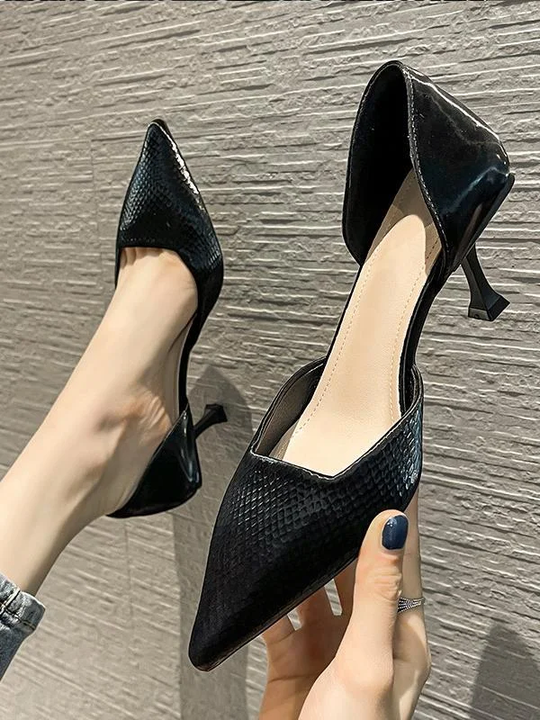 Fashion side-side sexy high-heeled solid color pointed toe shoes