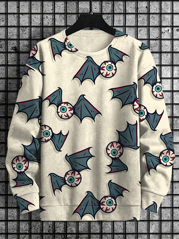 Men's Eyeball With Bat Wings Print Casual Sweatshirt