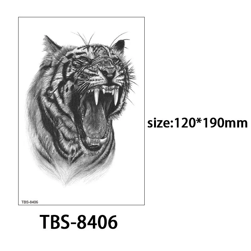 Sdrawing Forest King Animal Tattoo Sticker for Men Tiger Skull Skeleton Fake Tattoo for Women Wolf Tattoo Temporary Waterproof