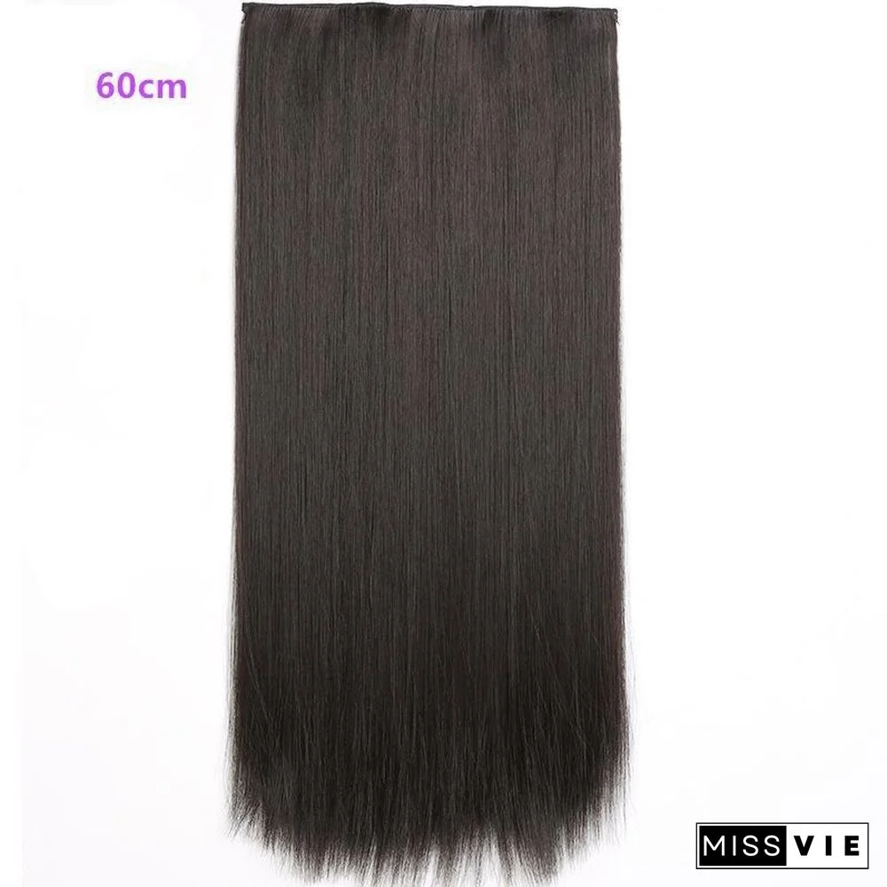 One Piece Five-card Hair Extension Piece 60cm Matte High Temperature Silk Straight Hair Piece