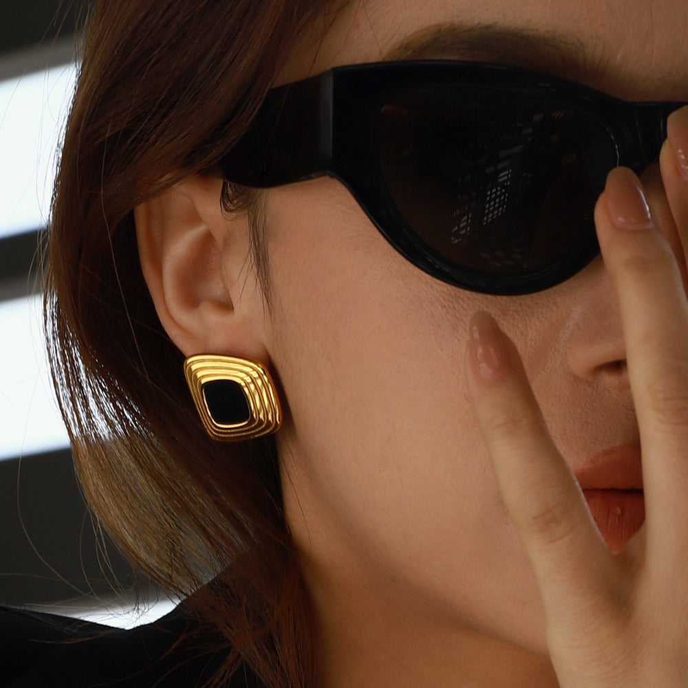 Jie Ding Resin Titanium Steel Earrings Female Earrings Stainless Steel