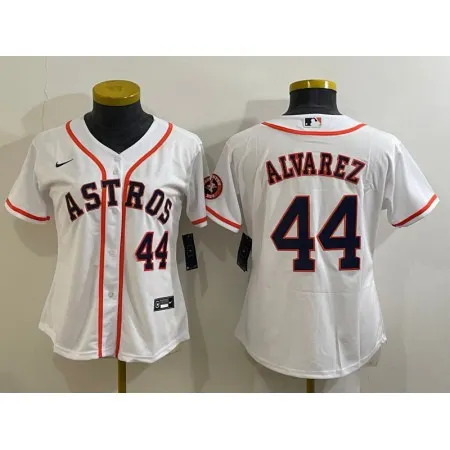 Women's Houston Astros #44 Yordan Alvarez White With Patch Cool Base Stitched Baseball Jersey(Run Small) 7X35