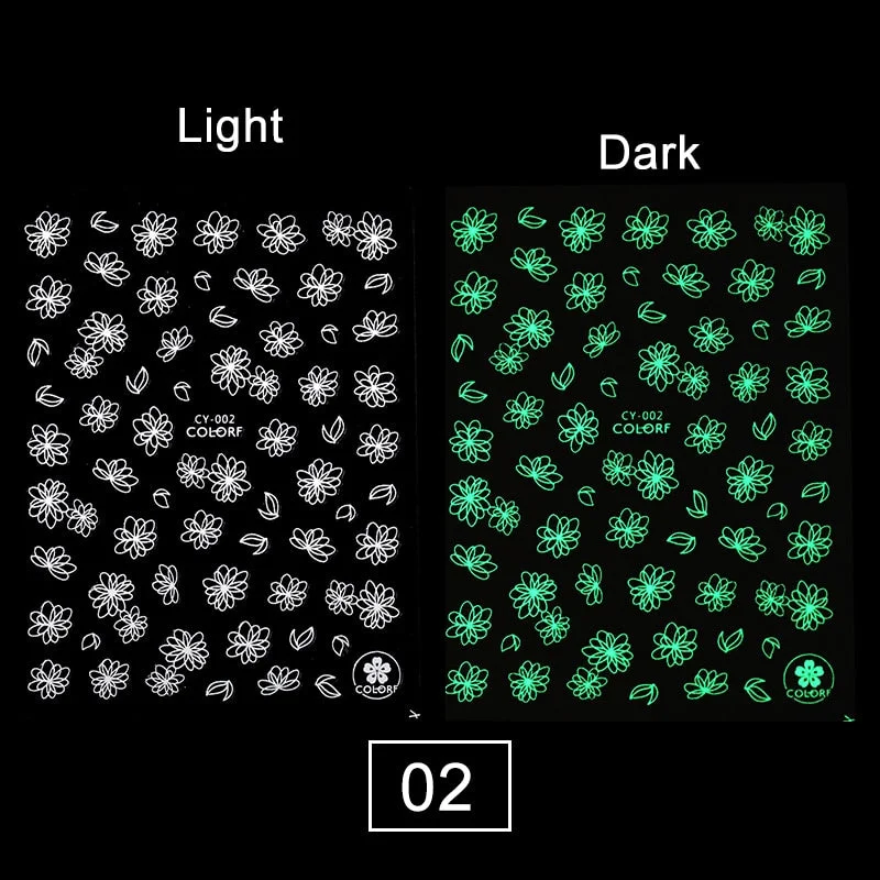 1PC Luminous Butterfly 3D Nail Stickers Five-pointed Stars /Number Acrylic Design Summer Nail Art Stickers Manicures Decoration