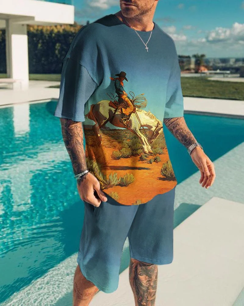 Men's Holiday Knight Print Shorts Suit