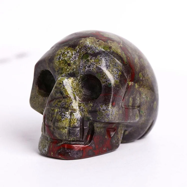 2" Dragon Blood Stone Crystal Skull Carvings