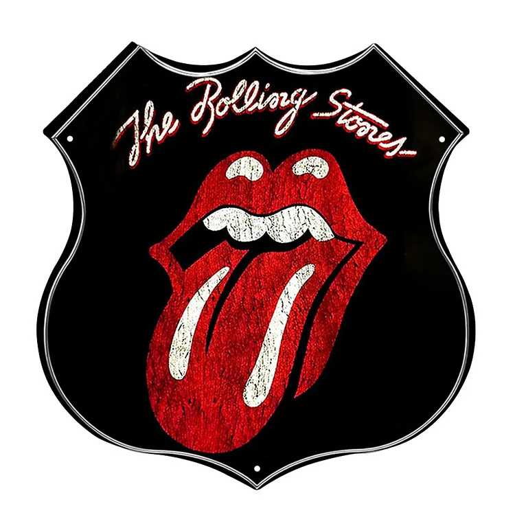 Les Rolling Stones - bouclier vintage en étain enseigne - 11.8x11.8inch