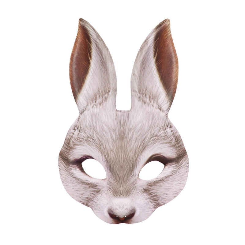Halloween Easter Mardi Gras Party Makeup Dance Rabbit Mask Animal Cartoon Props Bunny Face Mask Costume Accessory